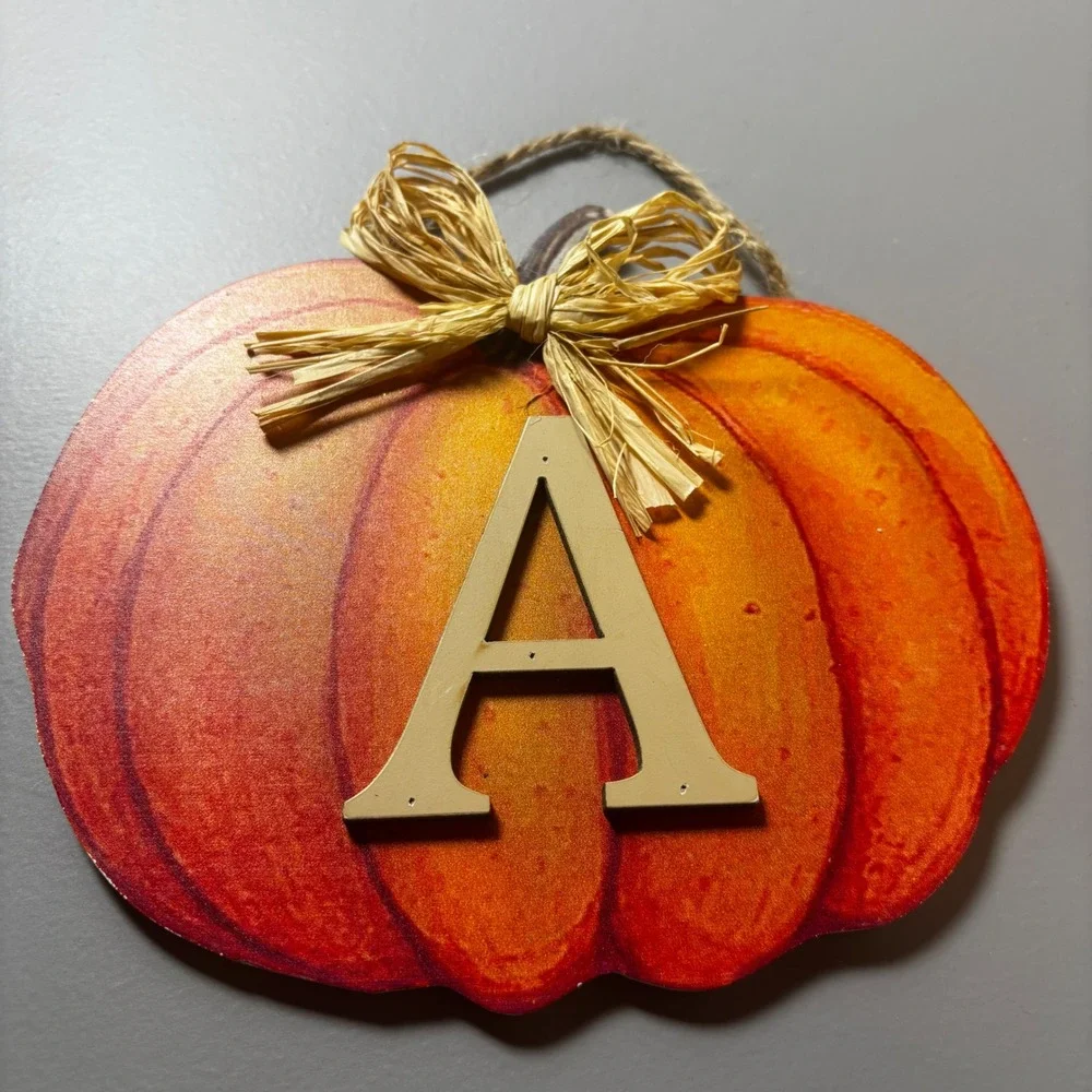 Fall Pumpkin Patch Letter Wall Decor Orange Raffia‎ Bow Autumn